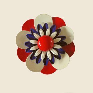 Red White Blue 1950s Enamel Brooch